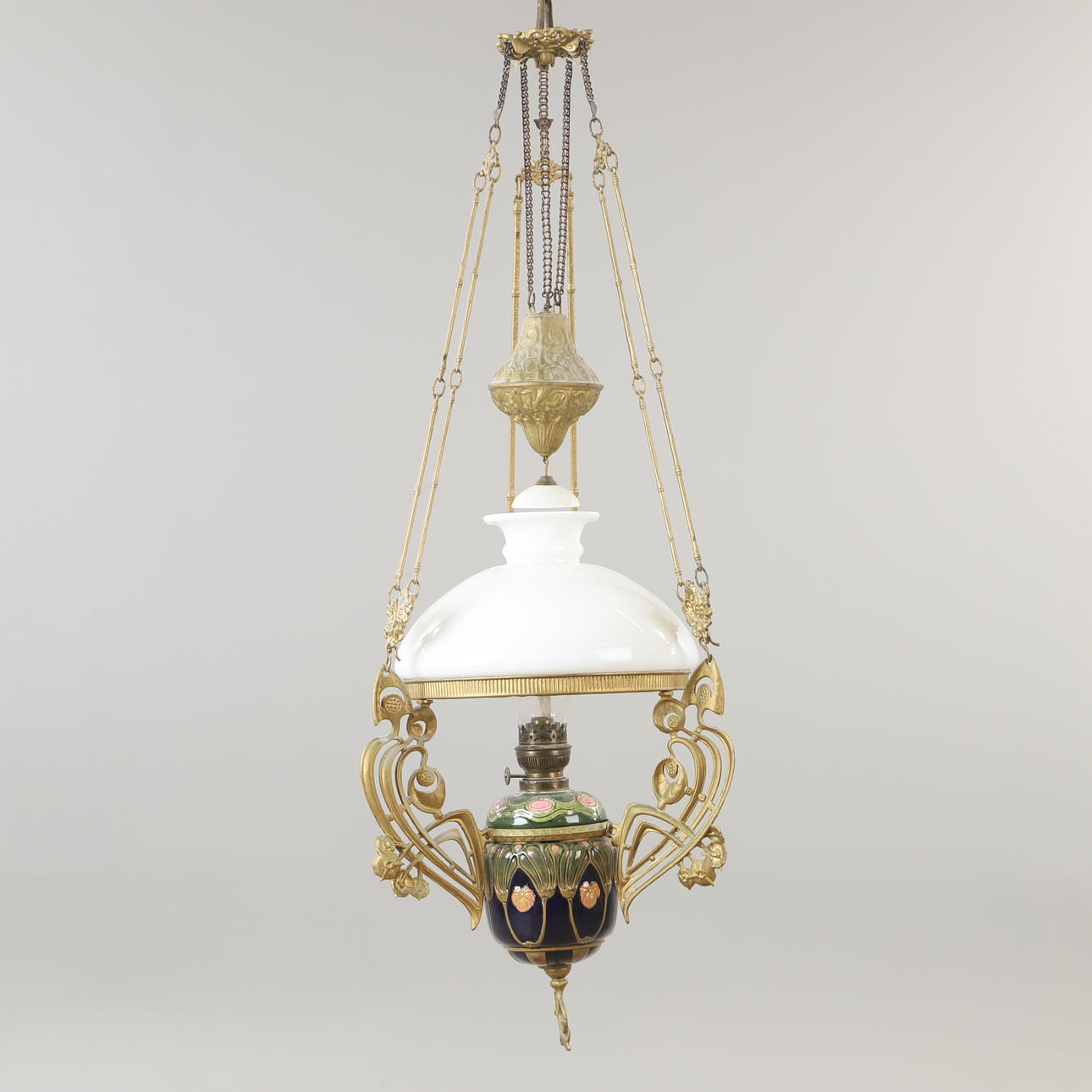 TAKFOTOGENLAMPA, majolika, jugend.