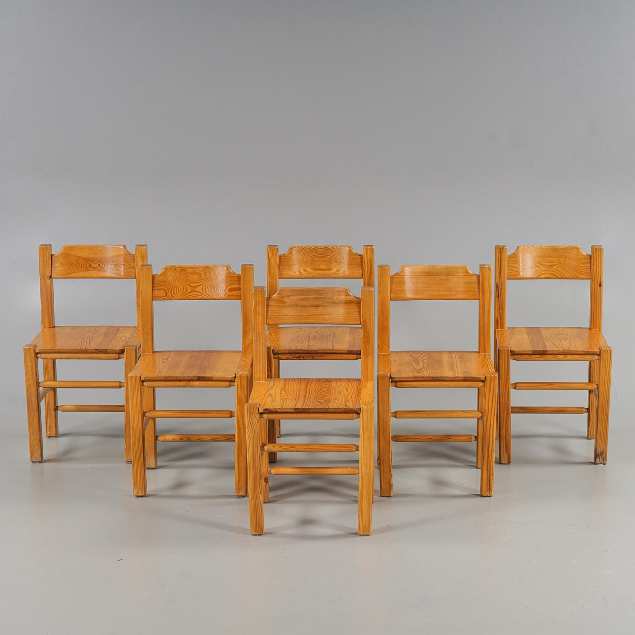 STOLAR 6 stycken, Massiv furu, Norge, 1970-tal.