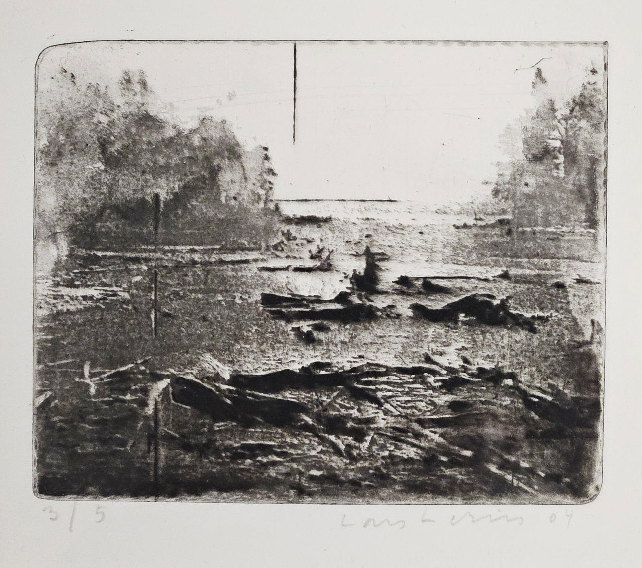LARS LERIN. Dammed lake. Etching, signed Lars Lerin, numbered 3/5 and dated 04.