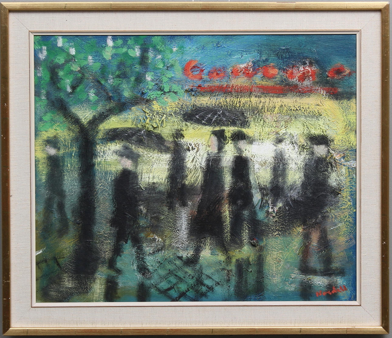 ESKIL NORDELL. Olja på pannå, "vårkväll i staden", signerad Nordell.