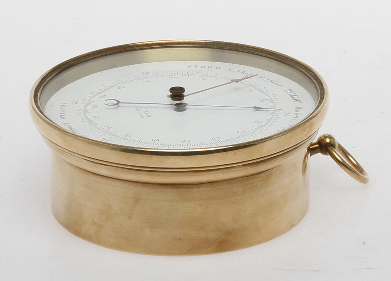 BAROMETER, märkt J. Leja Stockholm, mässing, tidigt 1900-tal.