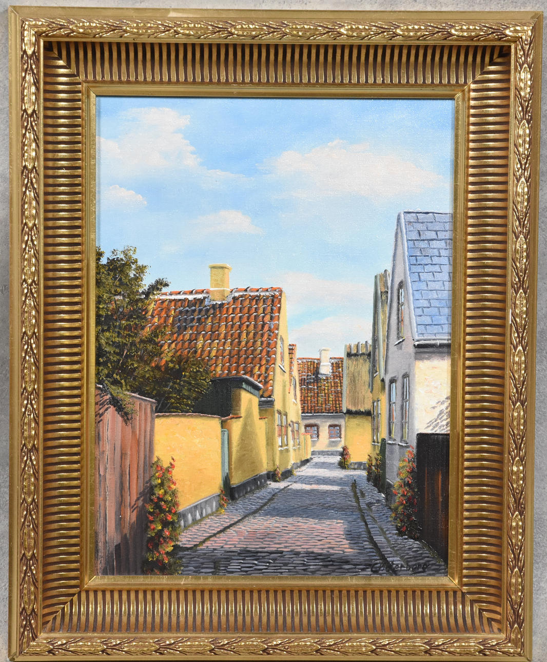 C.ÖSTERBERG. olie på lærred, "Skipperstree" Tragör.