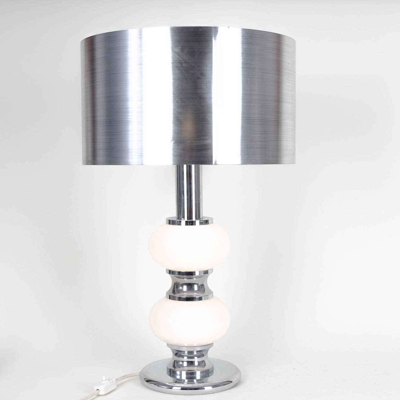 Table lamp, illuminated base, white opal glass, 1970s.