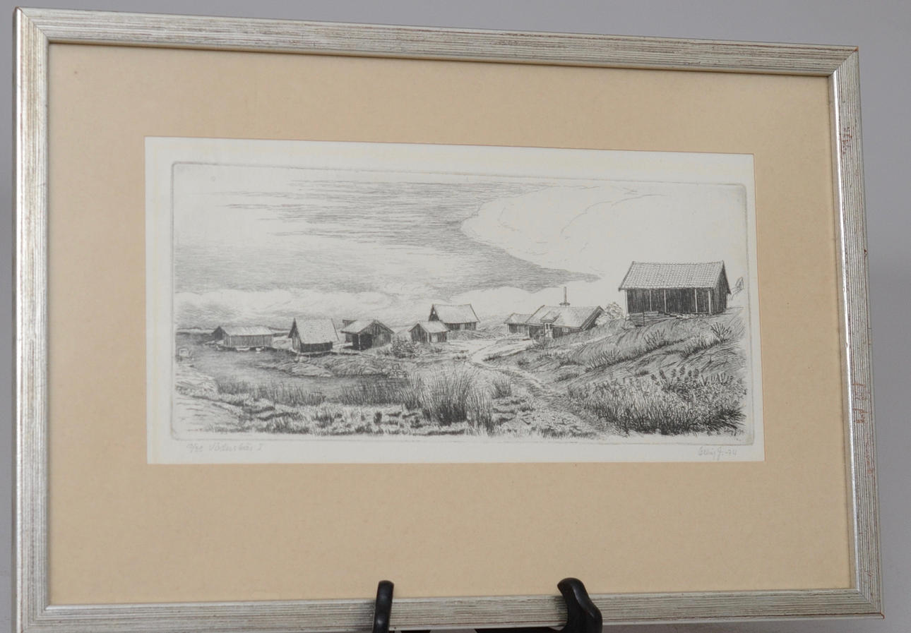 ERLING JOHANSSON. Etsning, "Väderskär, Västervik".