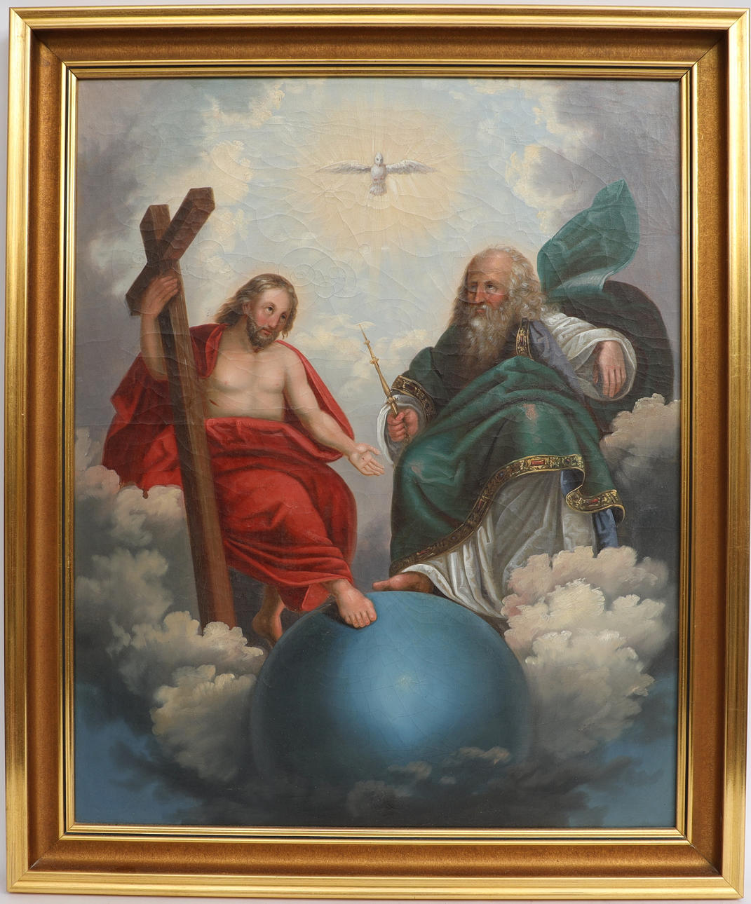 OKÄND KONSTNÄR. Religiöst motiv, oljemålning på duk 1800-1900-tal, osignerad.
