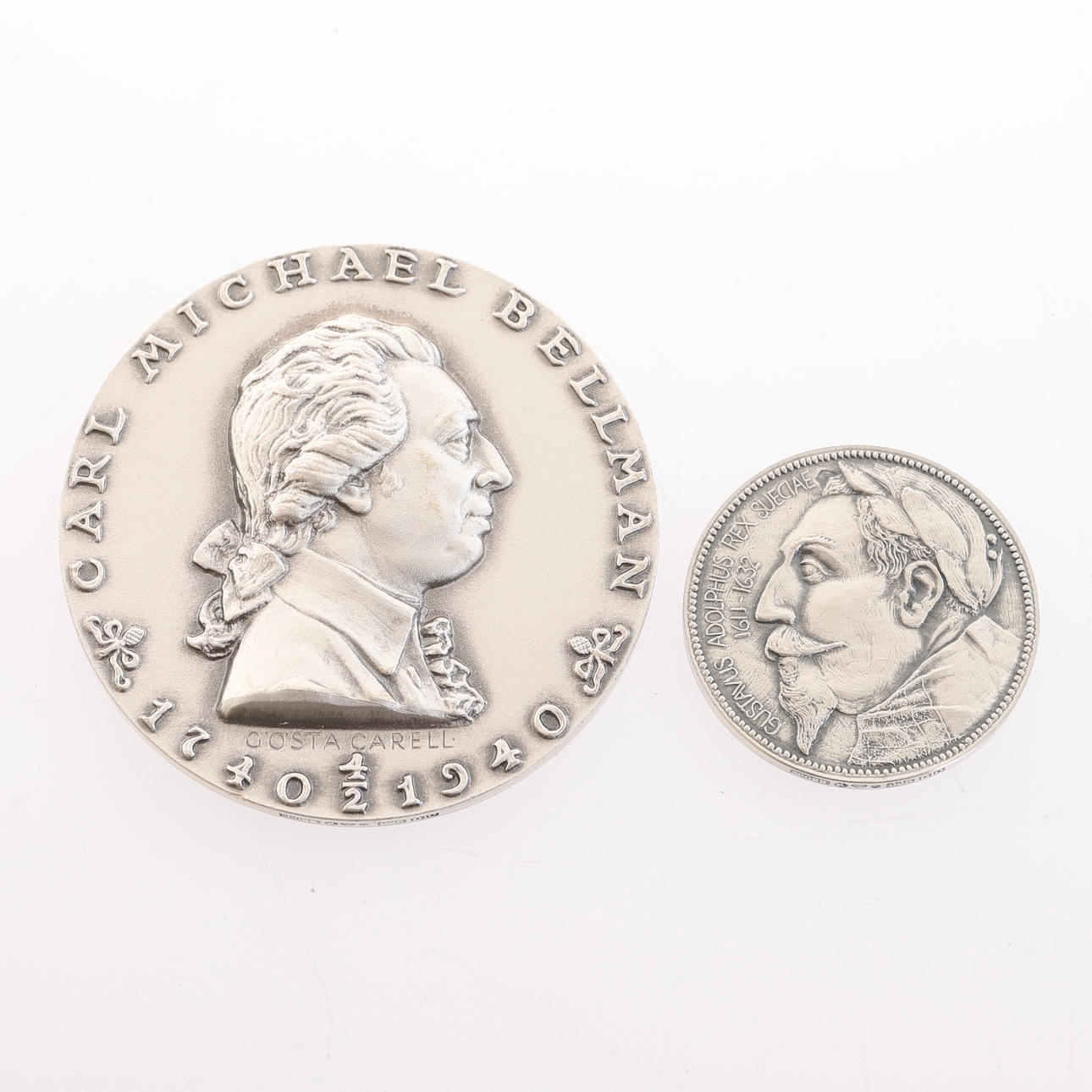MEDALJER, 2 stycken, silver.