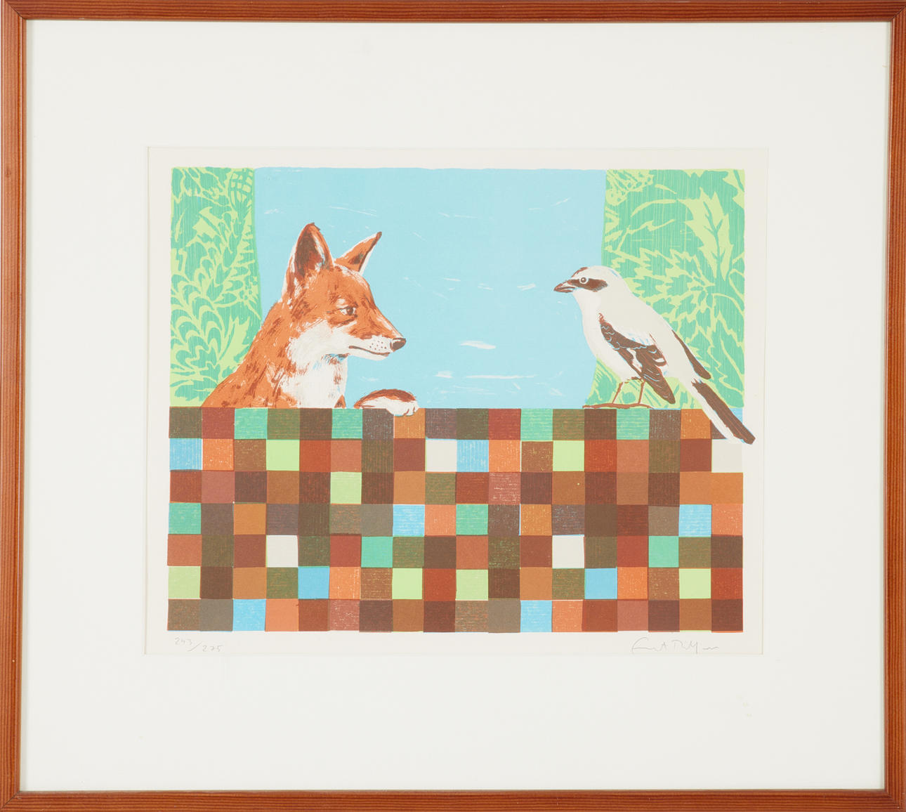 ERNST BILLGREN. Räv och fågel, färglitografi, signerad, numrerad 243/275.