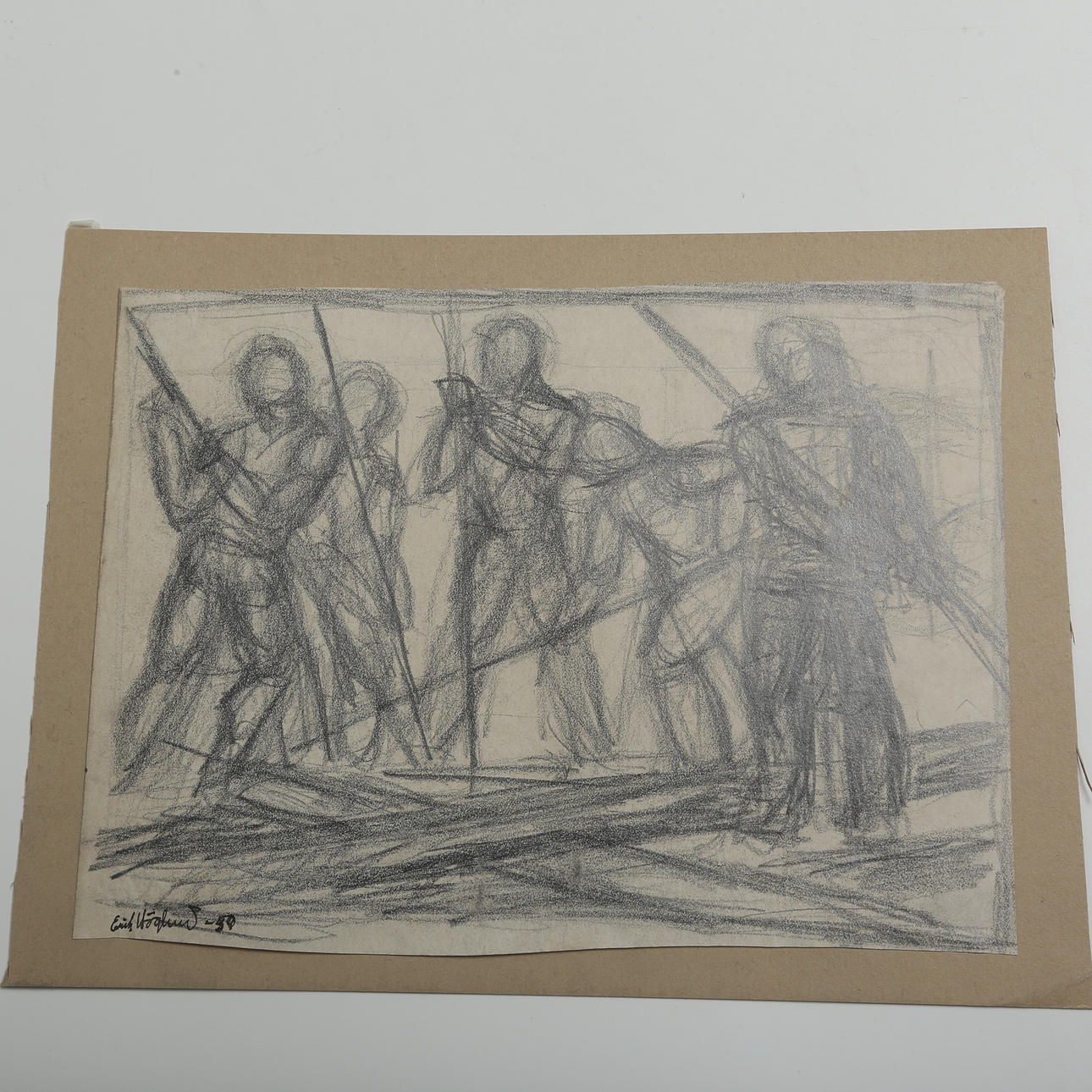 ERIK HÖGLUND. DRAWING, pencil, signed, 1950.