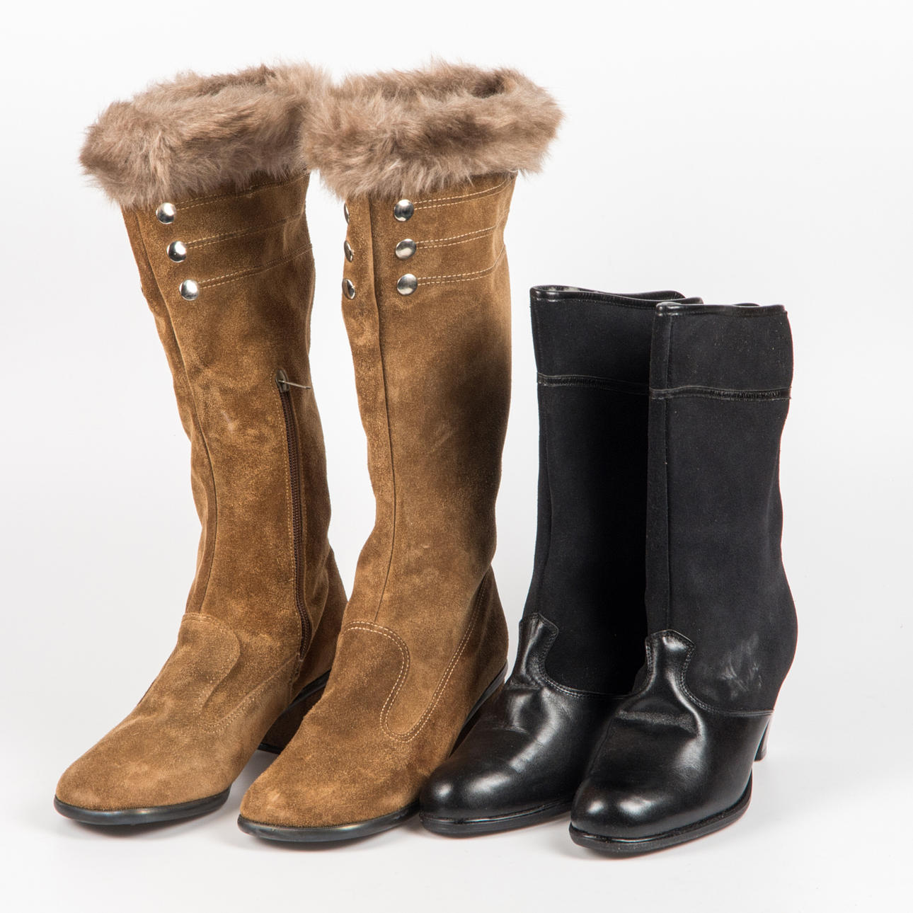 STÖVLAR, 2 par, pälsfodrad mocka, bl. a. Ecco.