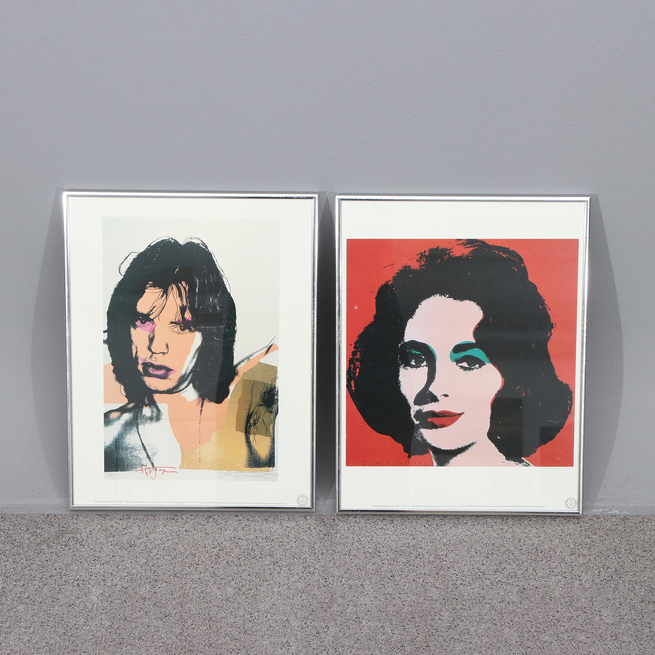 ANDY WARHOL. EFTER. Tryck, två st. Mick Jagger och Liz.