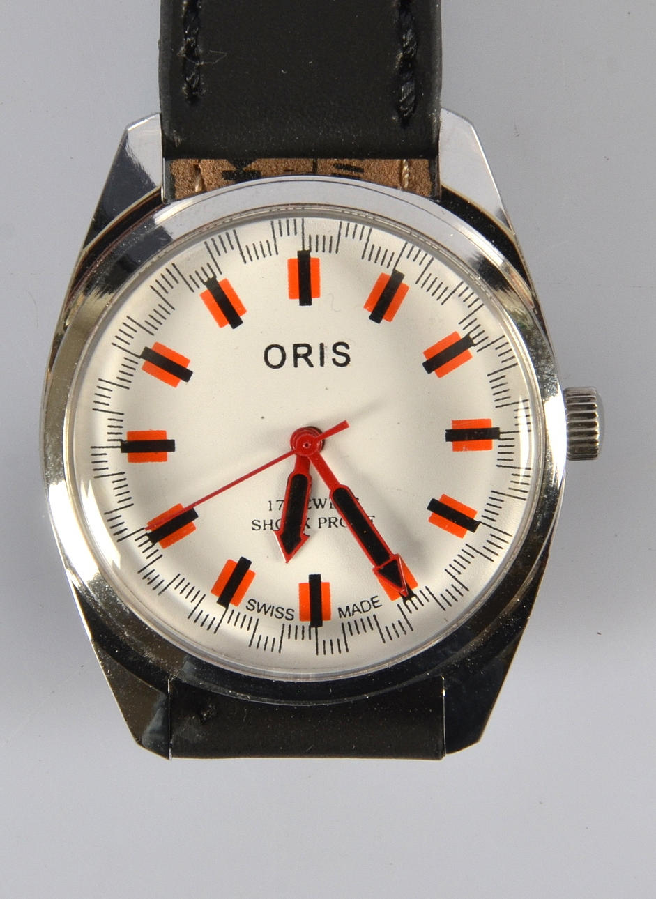 HERRARMBANDSUR, Oris, stål, 1970-tal.