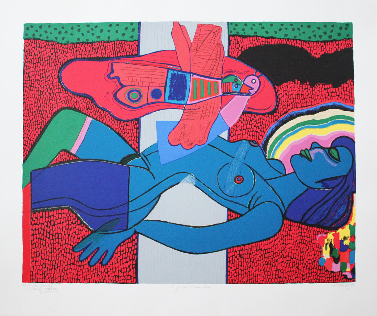 BEVERLOO CORNEILLE. "Le grand du bleu". Färglitografi. Signerad Corneille och daterad -86. E/A.