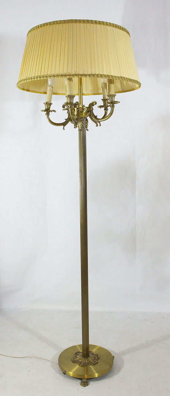 GULVLAMPE, 5 arme, messing.