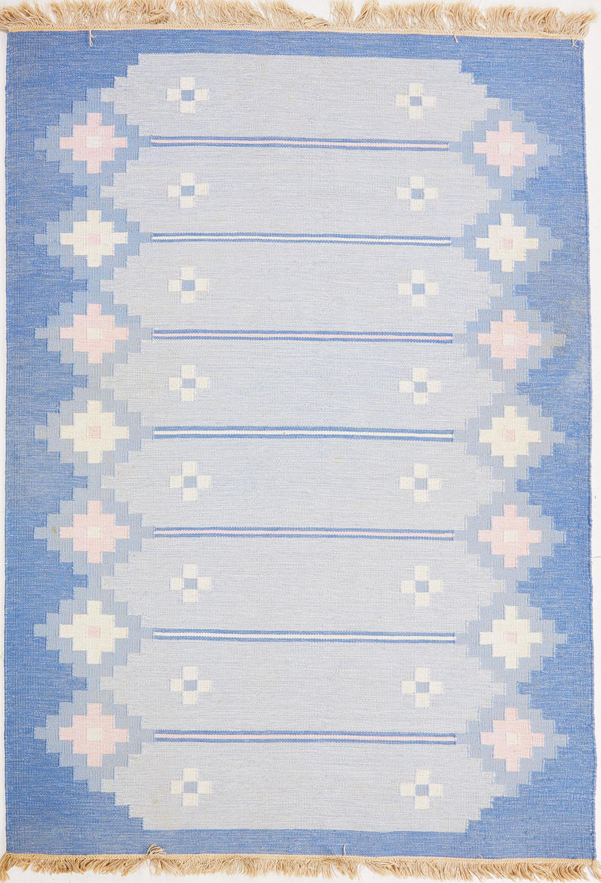 MATTA. Rölakan, blå bottenfärg, ca 242x172 cm.