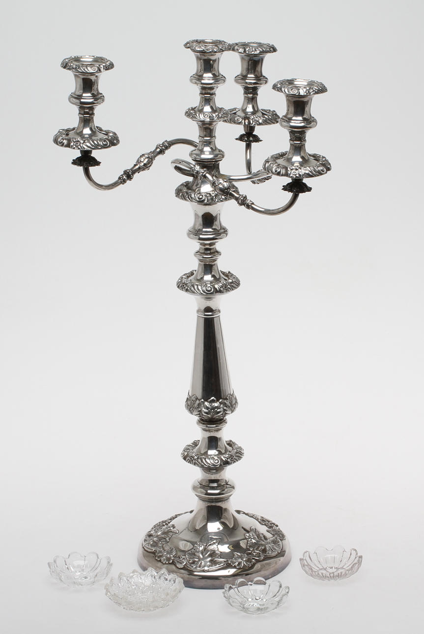 KANDELABER, nysilver, sekelskiftet 1800/1900.