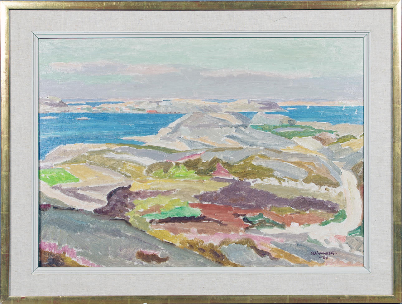 ELLIS WALLIN. "Utsikt mot Gåsö", olja på duk.