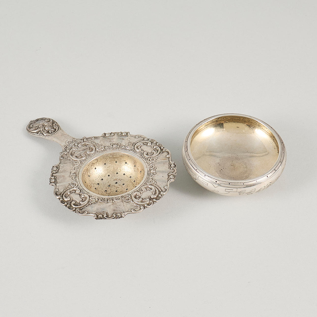 Tesil med fat, Silver, Vikt 95 gr ca.