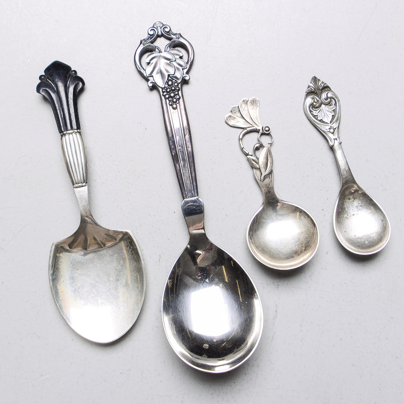 SERVING SPOONS, 4 pcs, silver, Sweden, Norway & Denmark.
