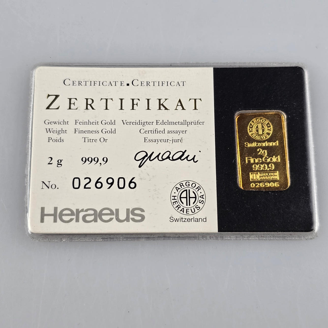 Gold bar 2 grams, Heraeus Kinebar. Coins, Medals & Stamps - Coins ...
