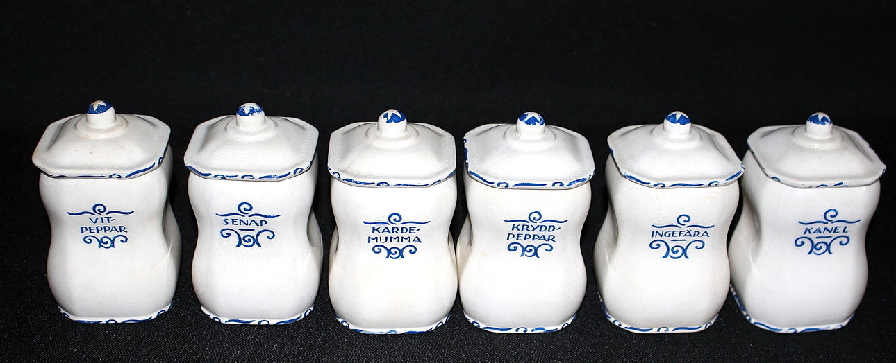 WILHELM KÅGE. spice jars, Gustavsberg, NK, 6 pcs.