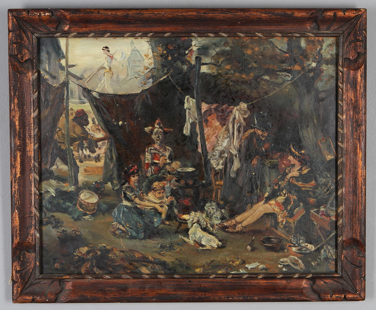 OKÄND KONSTNÄR. Kopia efter Ludwig Knaus, olja på pannå, otydligt signerad.