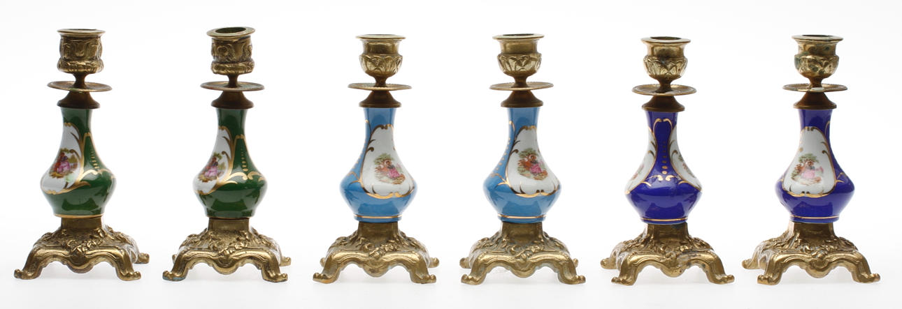 LJUSSTAKAR, 3 par, Louis XVI-stil, 1900-tal.