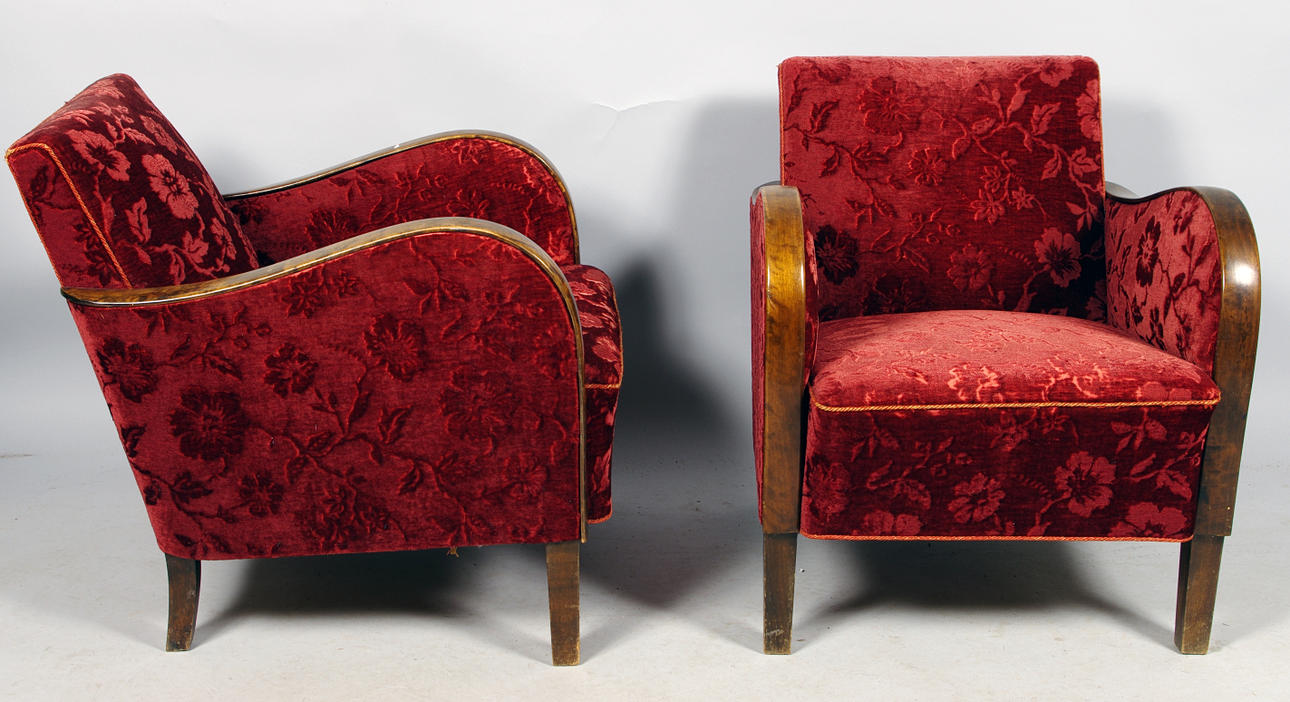 FÅTÖLJER, 1 par, 1940-tal.