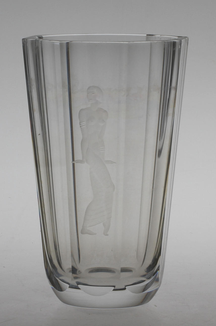 VAS, glas, Vicke Lindstrand Orrefors, sign.