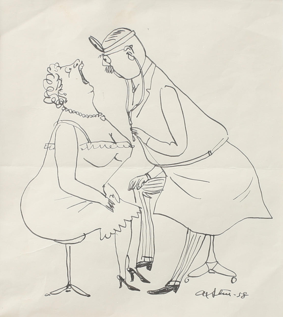 ANDERS STEN. Ink drawing, signed, dated -58.