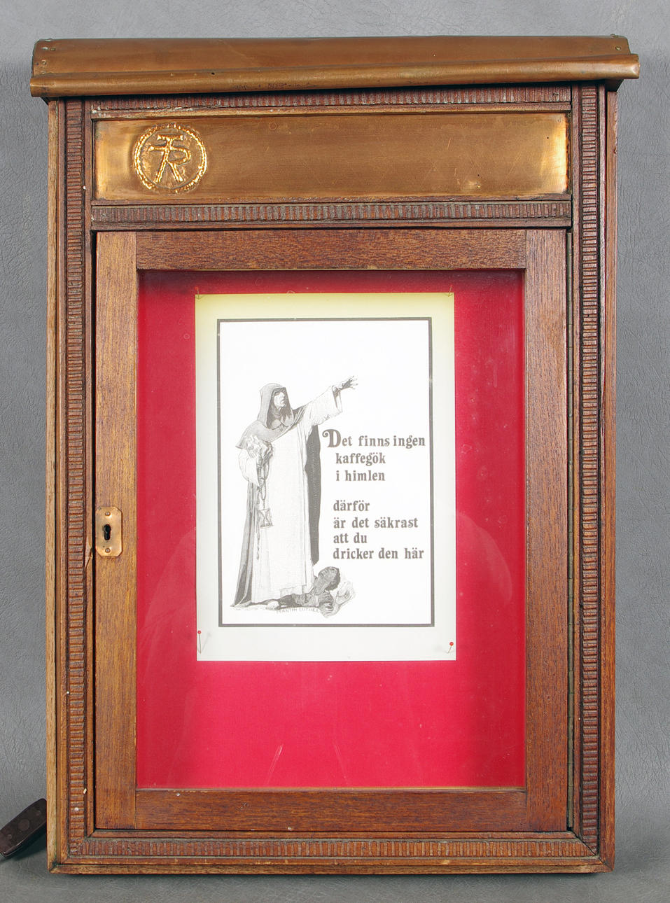 ANSLAGSTAVLA med belysning, koppar, ek.