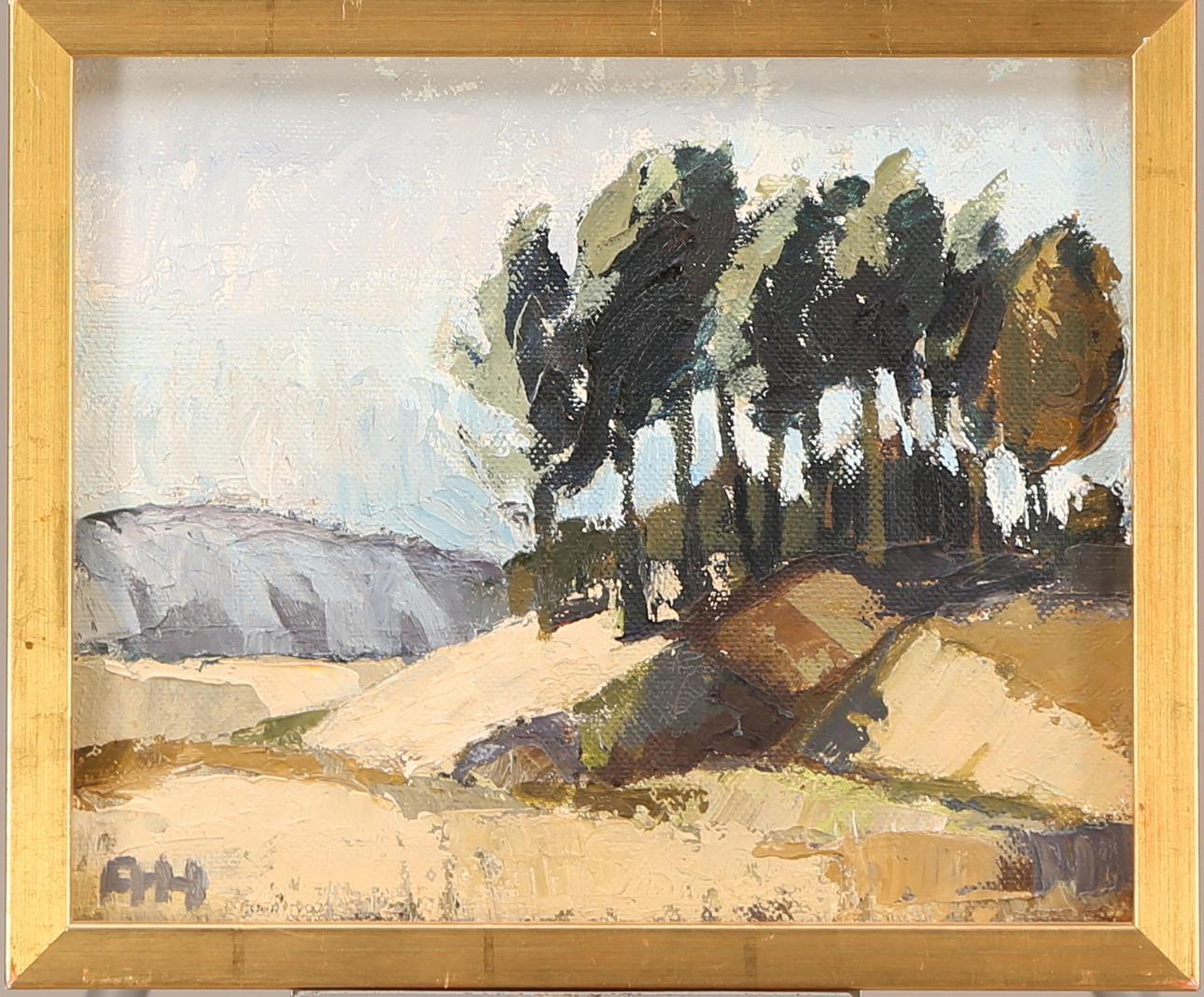 ASTRID HEDE. GEMÄLDE, Platte, signiert AH, "Baum auf Hügel".