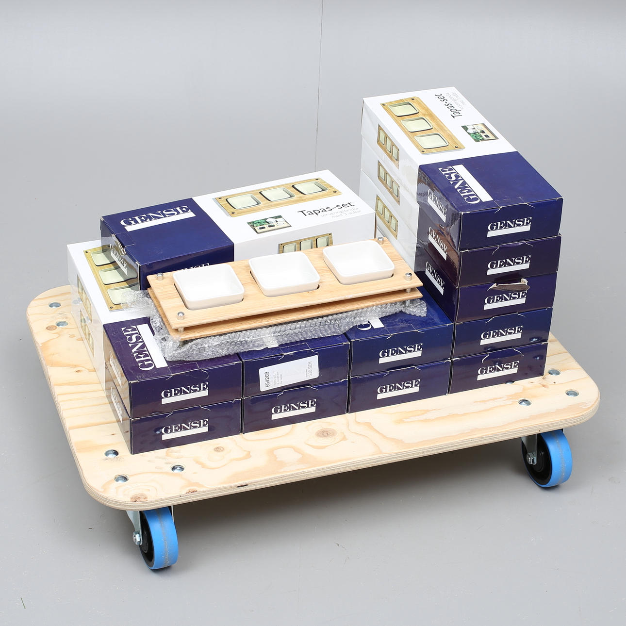 TAPAS-SET, 12 st, porslin och trä, Gense.