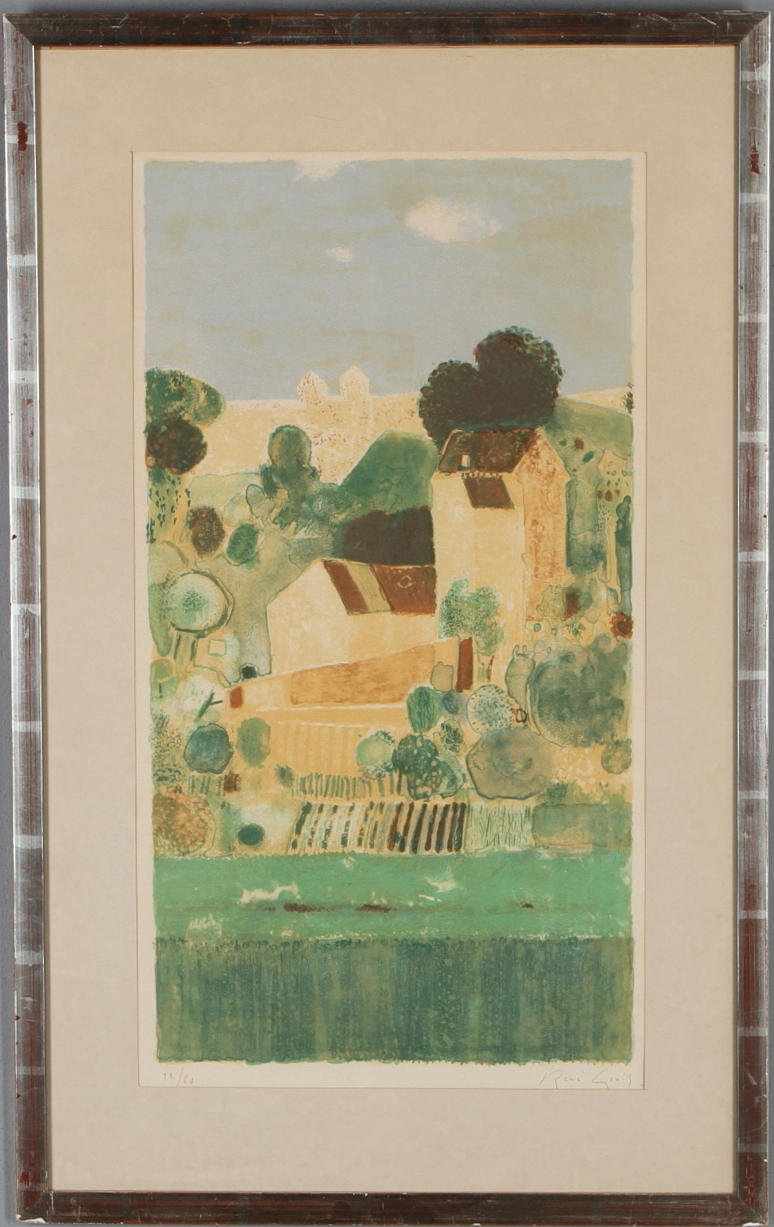 RENÉ GENIS. Bymotiv, färglitografi, signerad och numrerad 23/60.