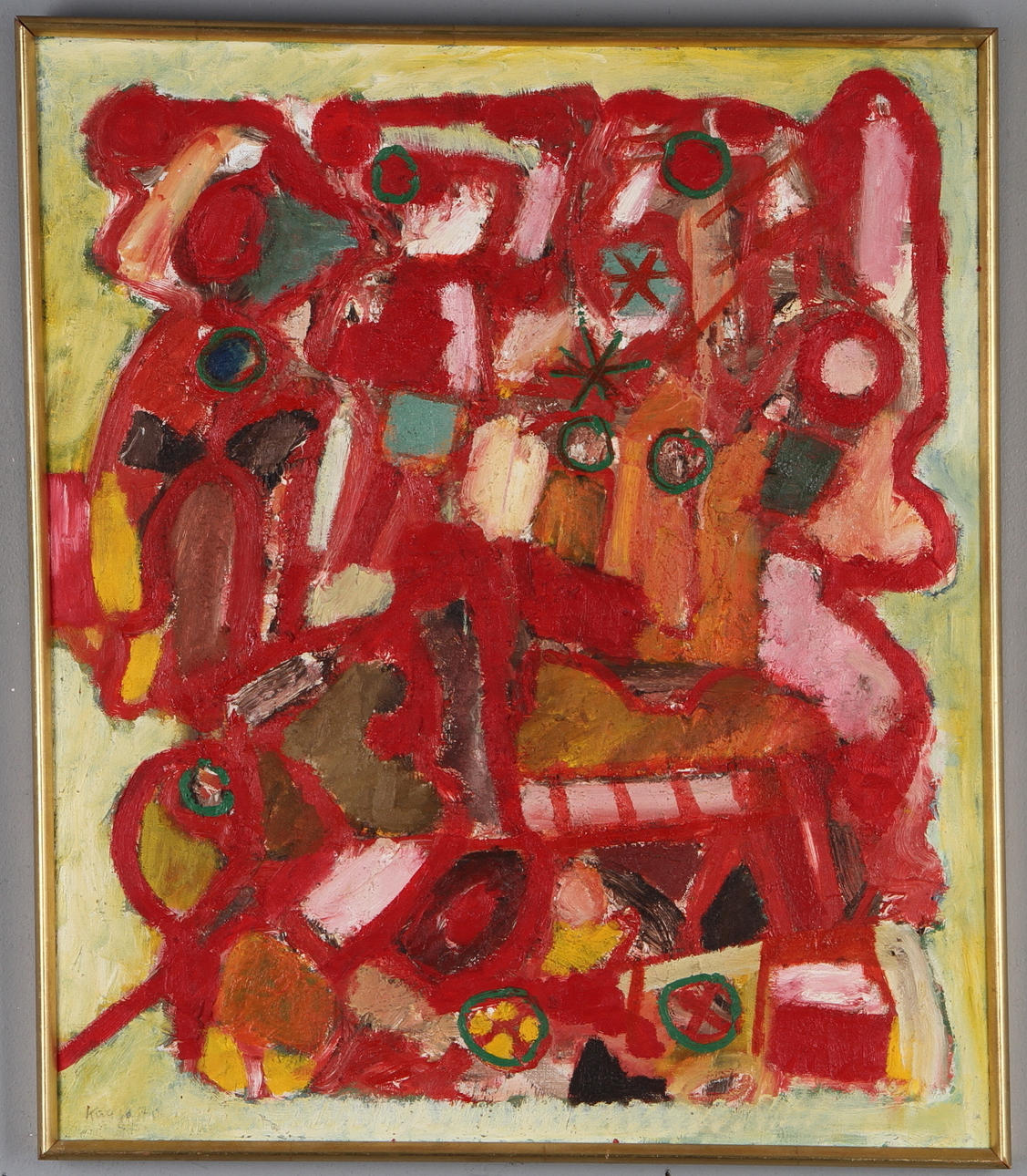 OKÄND KONSTNÄR. Komposition, olja på duk, signerad.