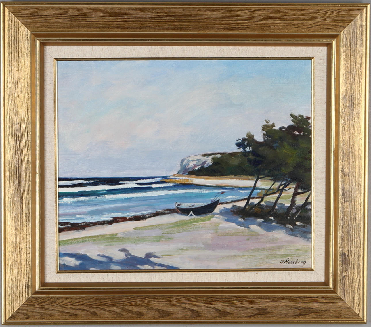 GUNNAR MOSSBERG. Vid Lickershamn Gotland, olja på duk, signerad.