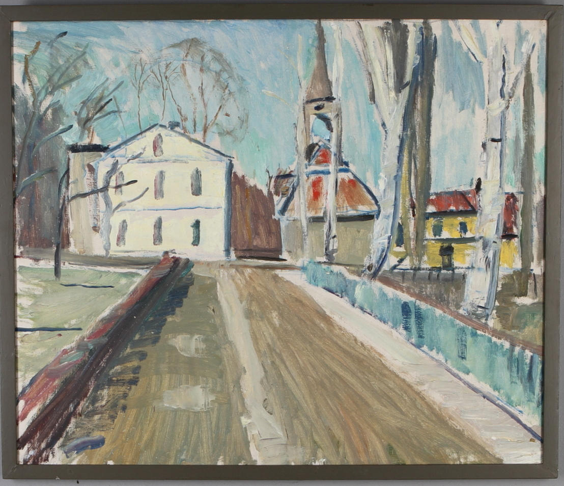 ARNE CASSEL. Stadsbild, olja på duk, signerad.