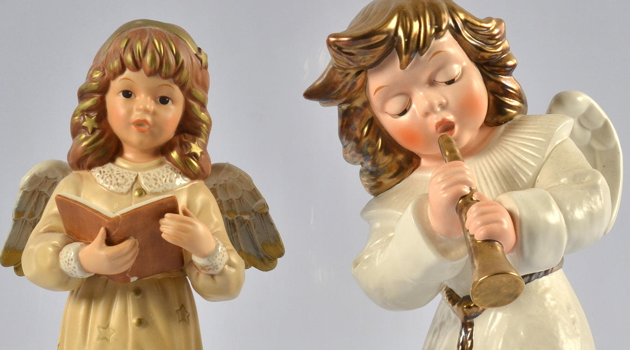 FIGURER, 2 st, porslin, änglar, Goebel.