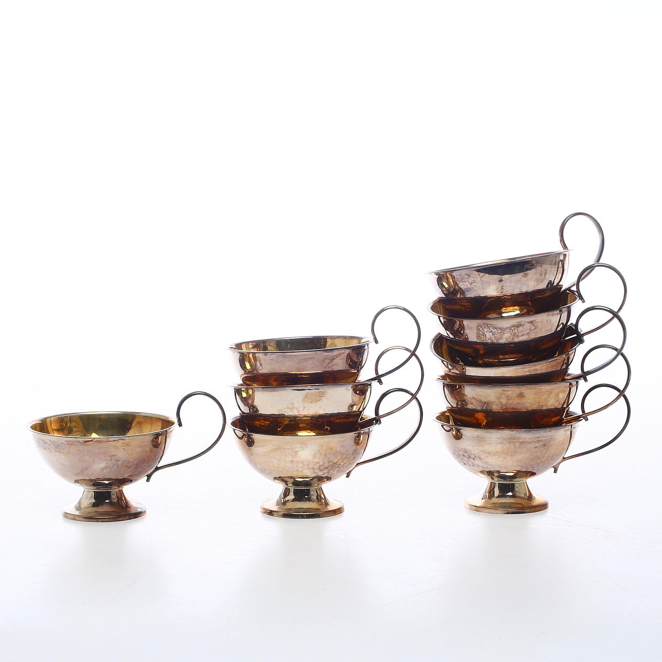 PUNCHBECHER, 9 Stück, Silber, Ceson.