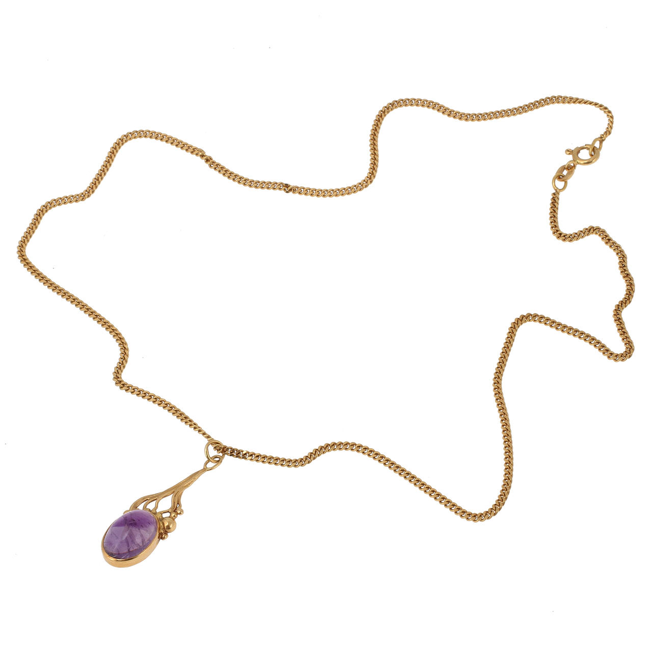 HALSKEDJA MED AMETISTHÄNGE, 18k guld, 9,7 gram.