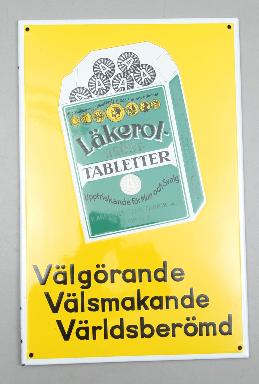 EMALJSKYLT "LÄKEROL".
