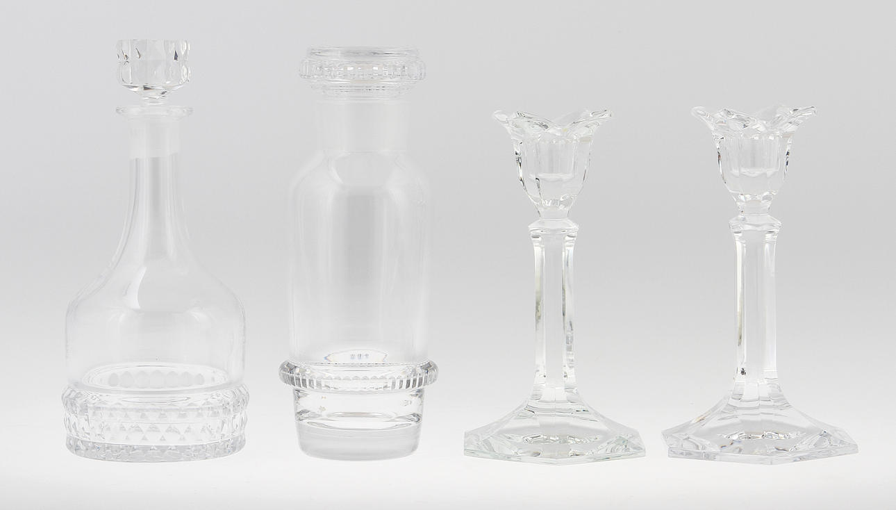 GLASFÖREMÅL, 9 delar, Orrefors och Kosta.