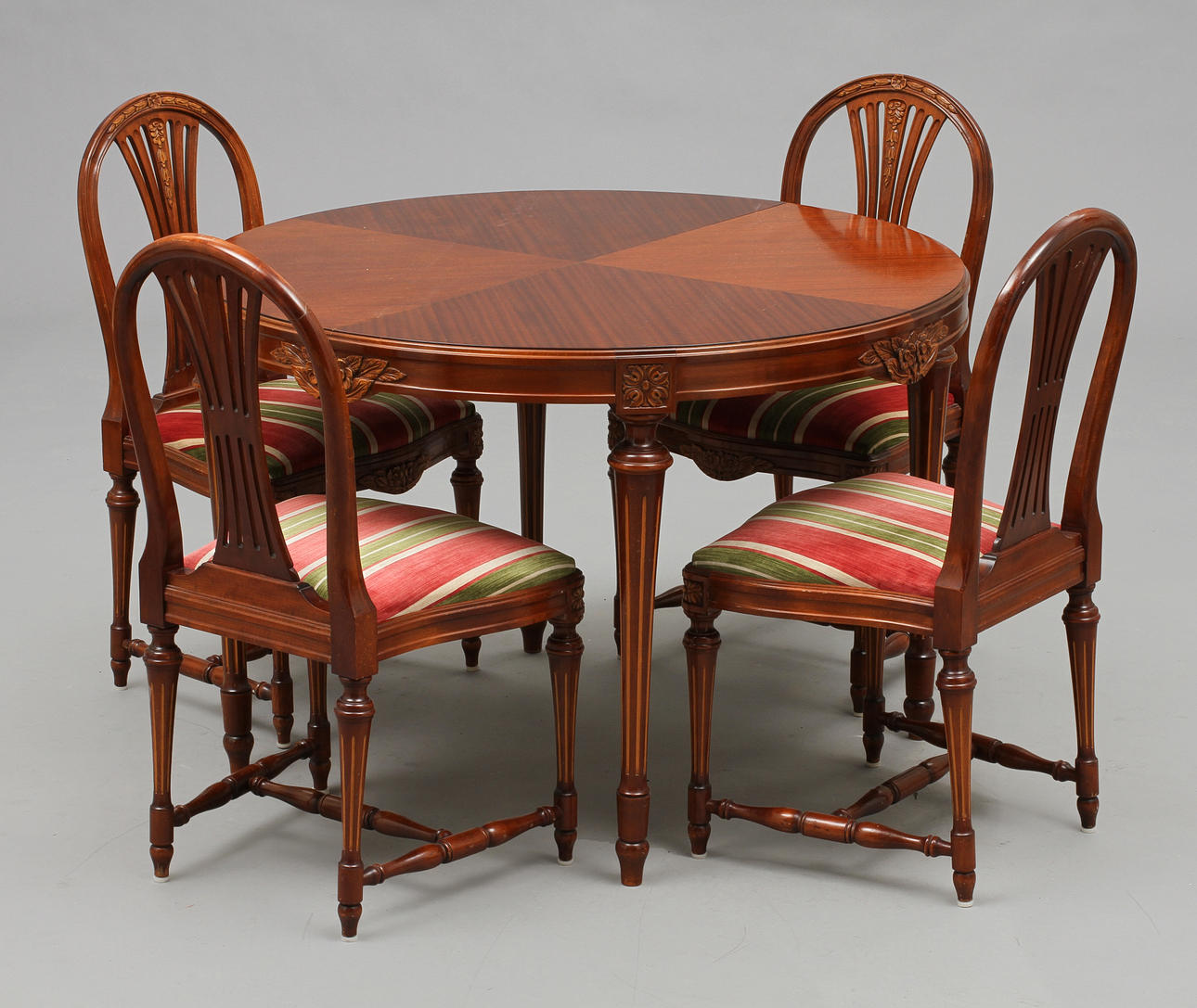 BORD OCH 6 STOLAR, gustaviansk stil, 1900- tal.