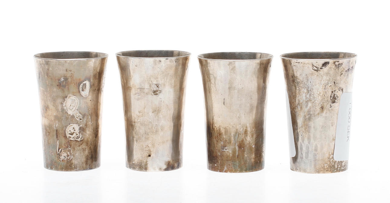 SNAPPSGLAS, 4 st, silver, MGAB, Uppsala,1965. Vikt ca 297 gram.