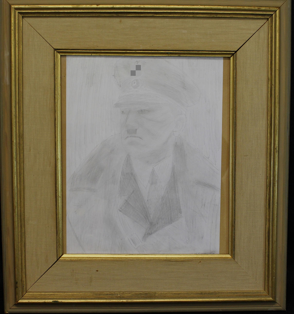 OIDENTIFIERAD KONSTNÄR. Bleistiftzeichnung, Adolf Hitler, signiert.