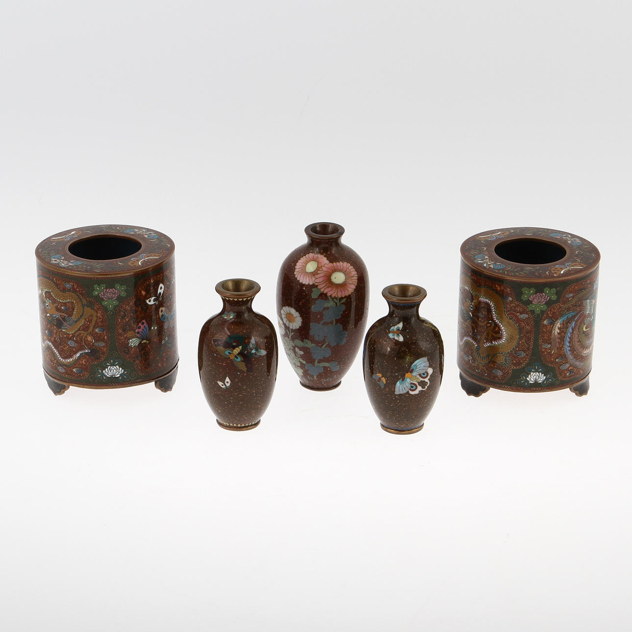 PARTI CLOISONNE, 6 delar, Kina, 1900-tal.