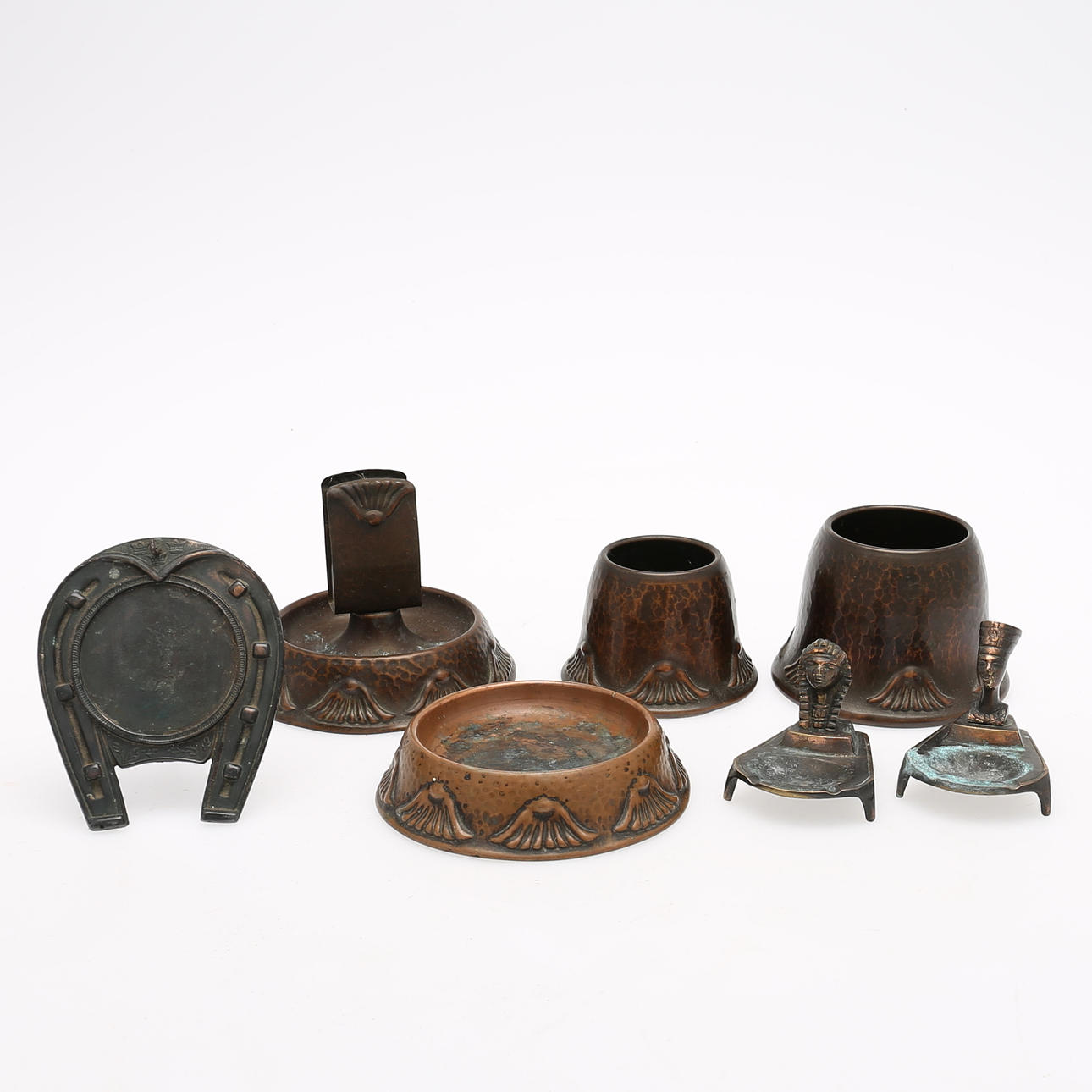 KOPPARFÖREMÅL bl.a RÖKSET, 7 delar, 1900-tal.