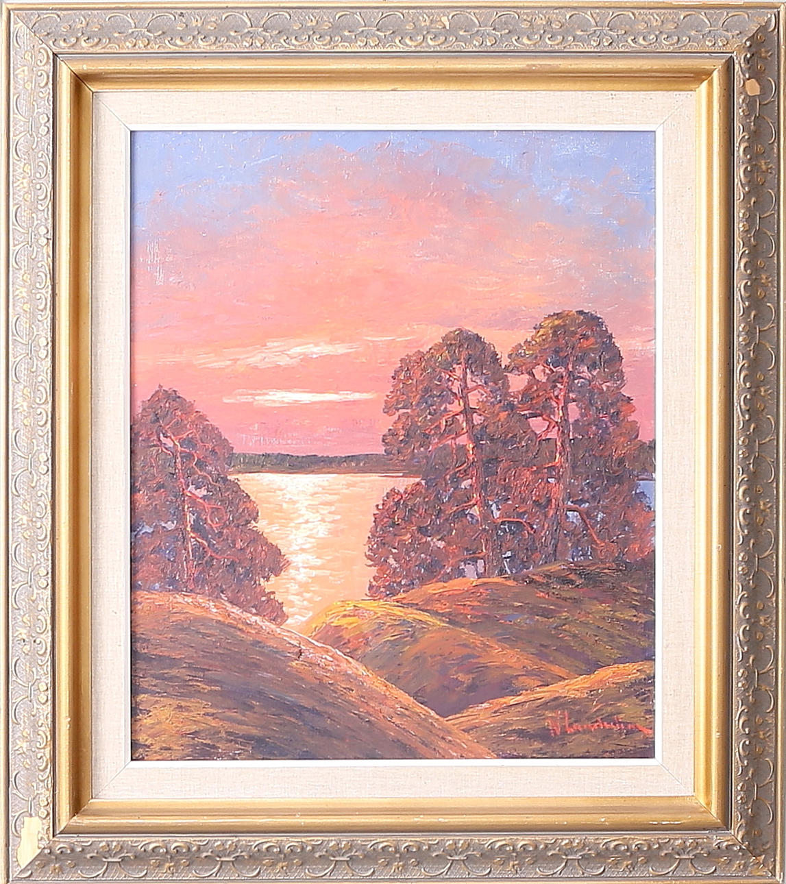 OIDENTIFIERAD KONSTNÄR. Sunset, oil on canvas, signed N Lundström.