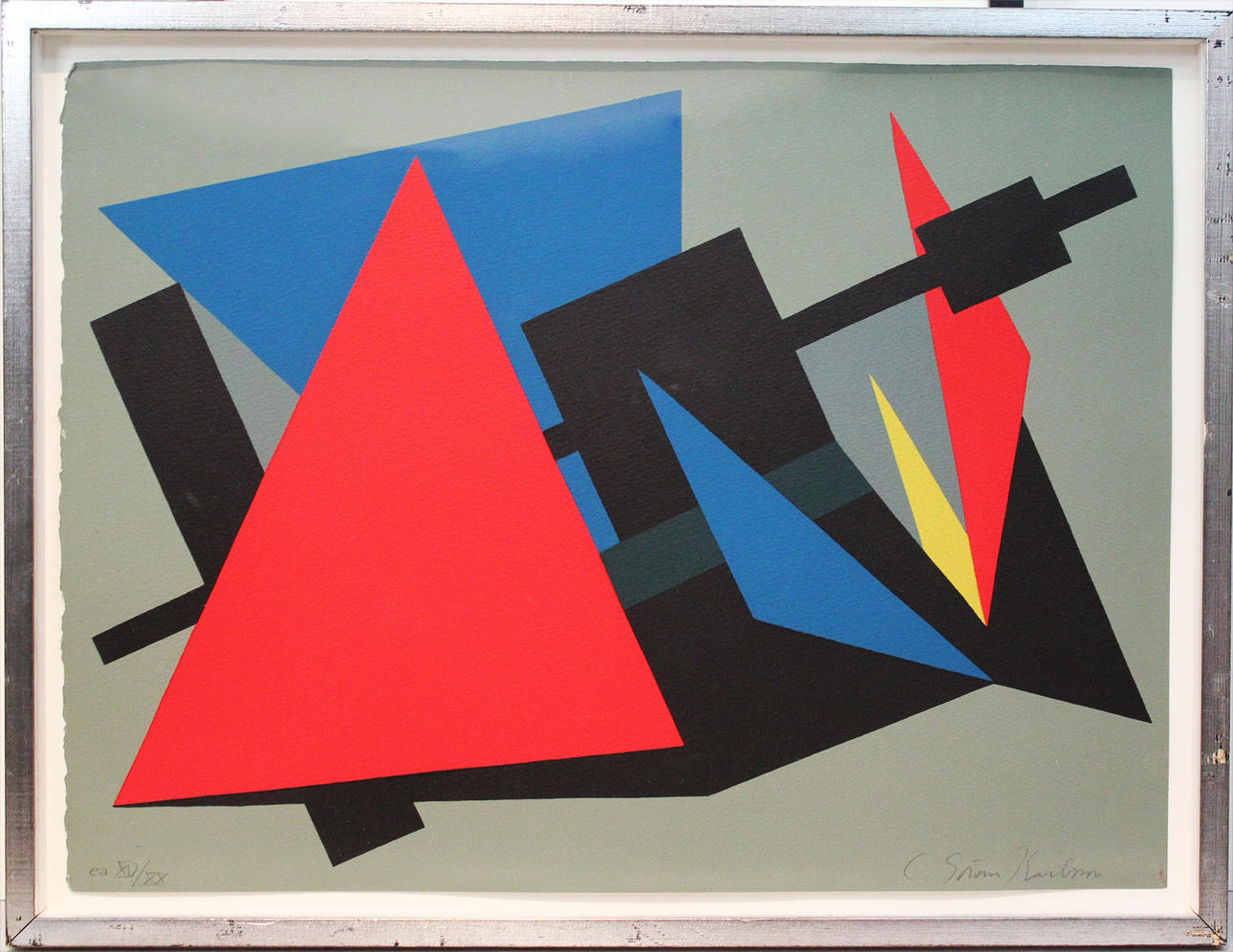 CLAES-GÖRAN KARLSSON. Komposition. Färglitografi. Signerad C Göran Karlsson. ea XV/XX.