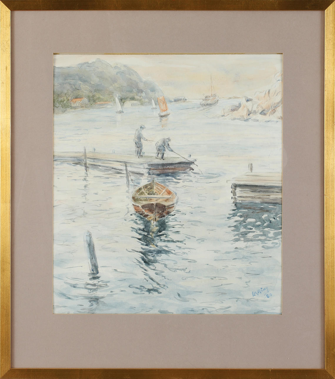 OKÄND KONSTNÄR. Akvarell, bär signatur Laring -80.