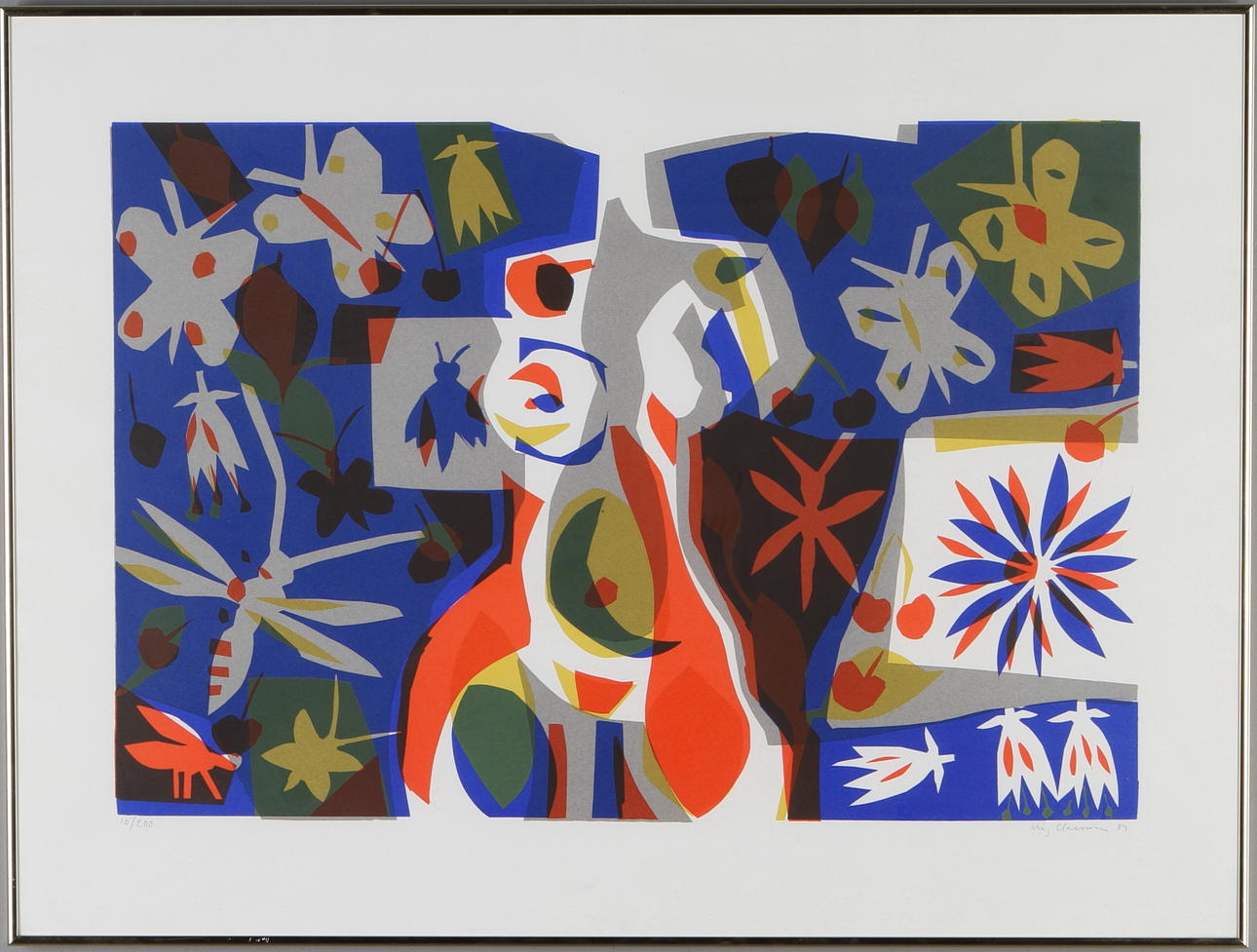 STIG CLAESSON (SLAS). Komposition, färglitografi, signerad, daterad 84 samt numrerad 10/200.